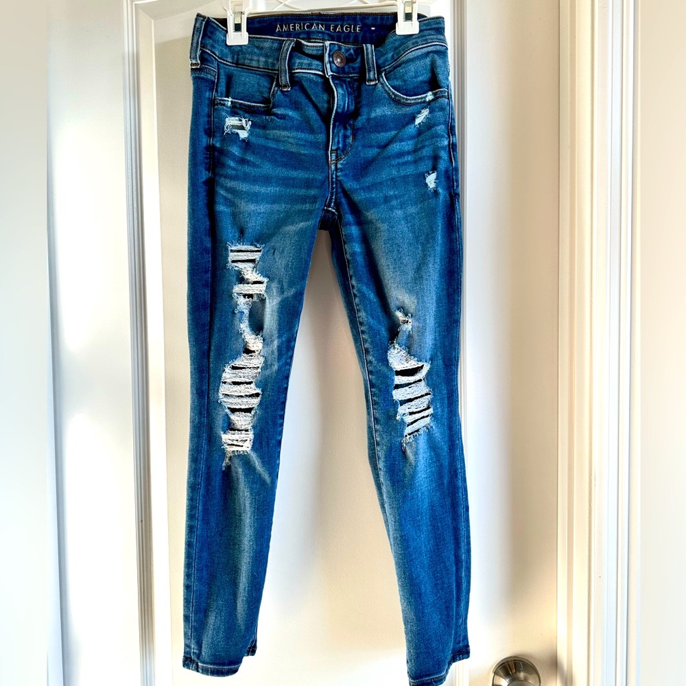 American Eagle Outfitters Next Level Stretch distressed jeans. Size 2.